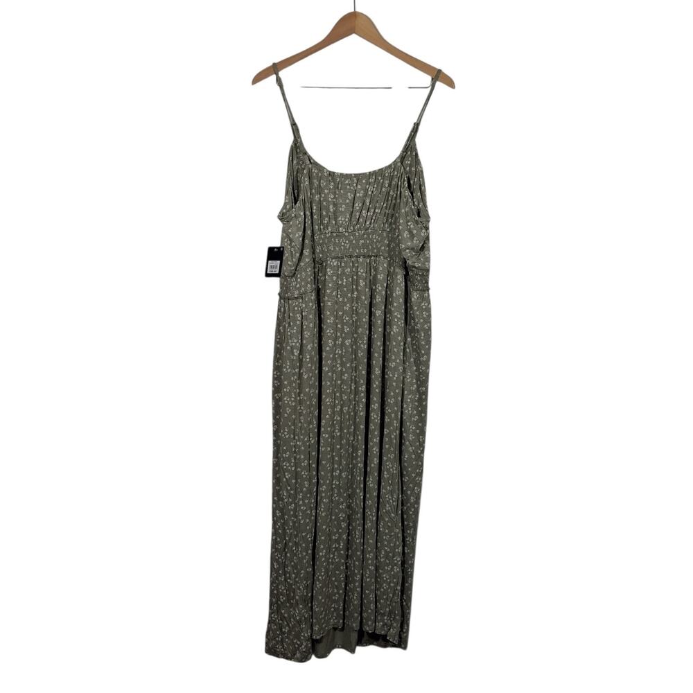 NWT Lucky Brand LA Womens XXL Sage Green Floral Maxi Dress Boho Cottagecore - Picture 5 of 12